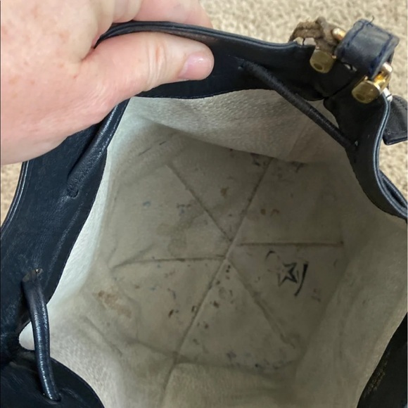 HCL hand crafted leather blue and white hobo bag - Picture 5 of 6